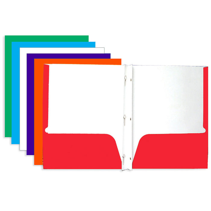 bright glossy color 2-pocket portfolios - -  -- 48 per case