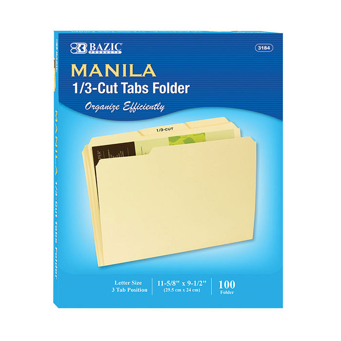 manila file folders - 1/3 cut letter size - aa box -- 5 per case