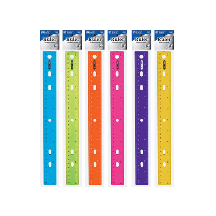 bazic jeweltones color ruler - 12 inch (30cm)  -- 24 per box