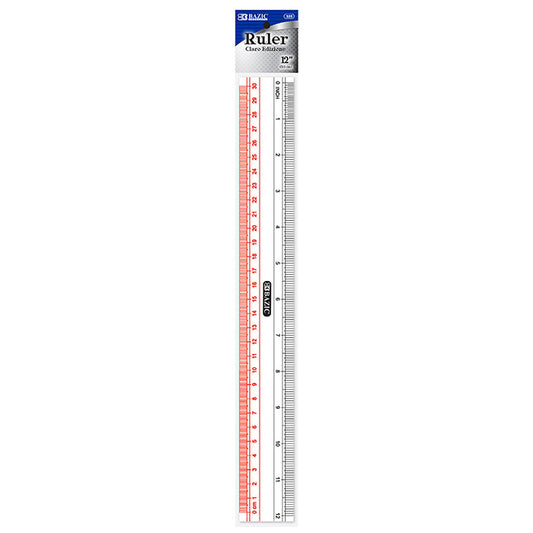 12 inch transparent plastic rulers - bulk  -- 24 per box