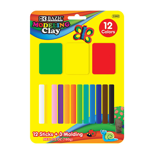 5.64 oz 160g 12 color modeling clay sticks 3 molding -- 24 per box