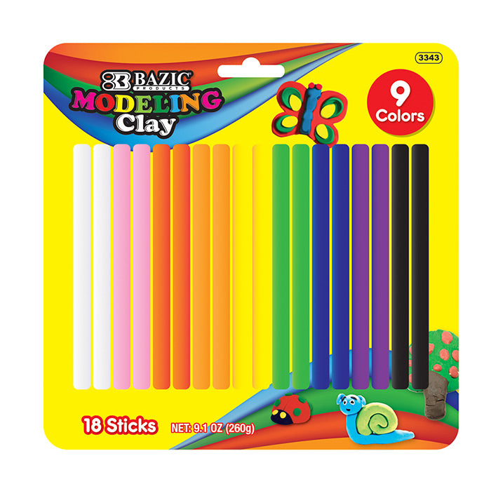 9.17 oz 260g 9 color modeling clay sticks -- 24 per case