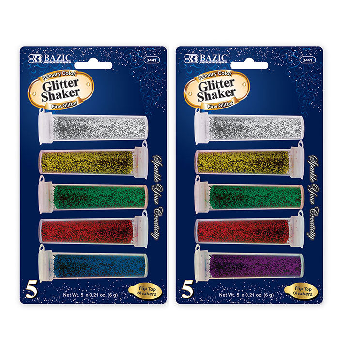 5 primary color glitter shaker - 0.21 oz (6g)  -- 24 per box