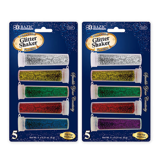 5 primary color glitter shaker - 0.21 oz (6g)  -- 24 per box