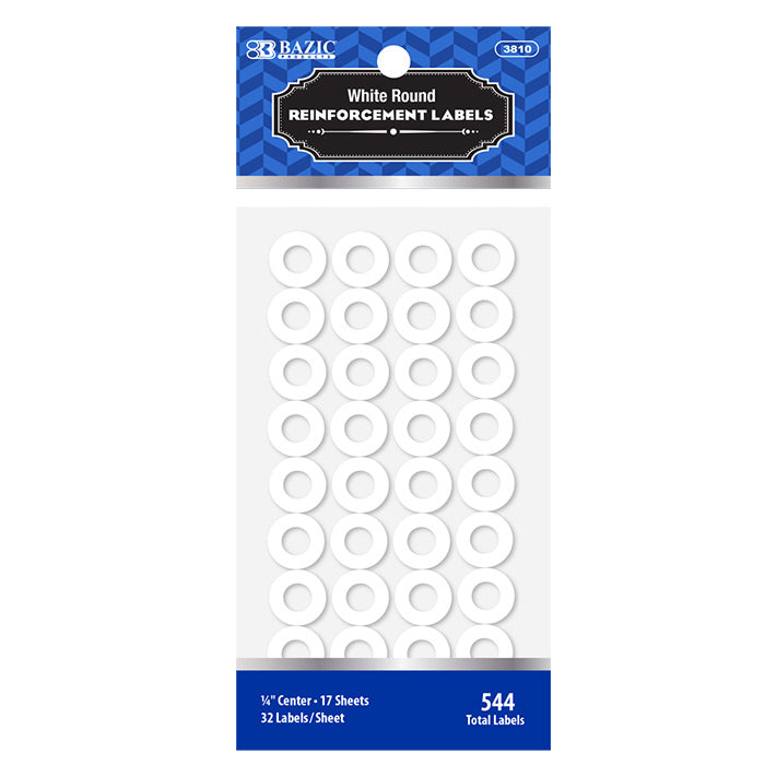 white round reinforcement labels 144/pack - bazic -- 24 per box