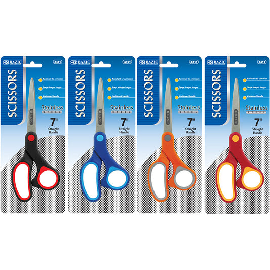 bazic classic grip scissors - 7 inch  -- 24 per box