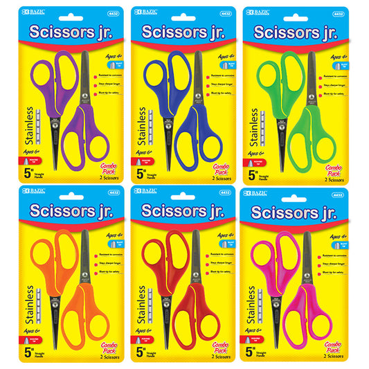 bazic 5 inch blunt & pointed tip school scissors - 144 pack -- 24 per box