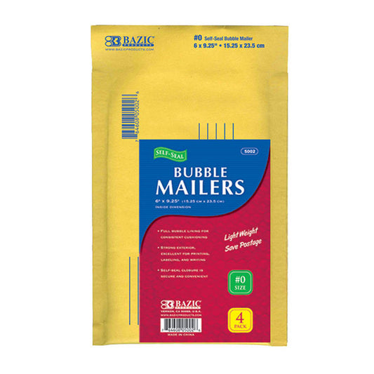 bazic 6x9.25 self-seal bubble mailers - 24 pack -- 24 per case