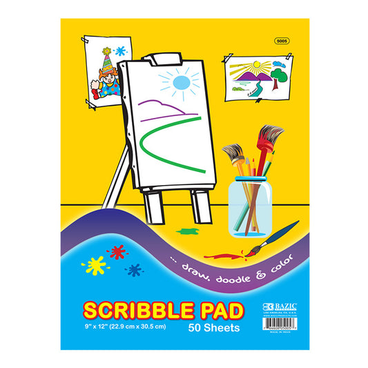 bazic 9x12 scribble pad - 50 sheets - bulk  -- 48 per case