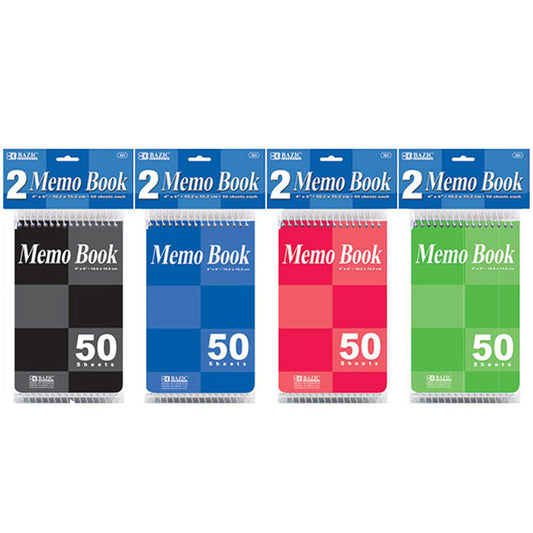 bazic 4 inx6 in top bound spiral memo books - 50 ct. - -  -- 24 per box