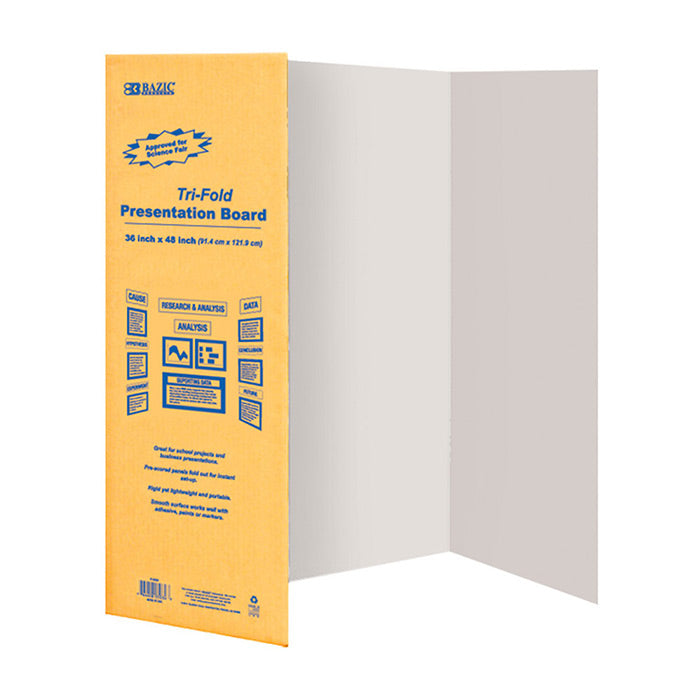 bazic tri-fold corrugated presentation boards - white -- 24 per case