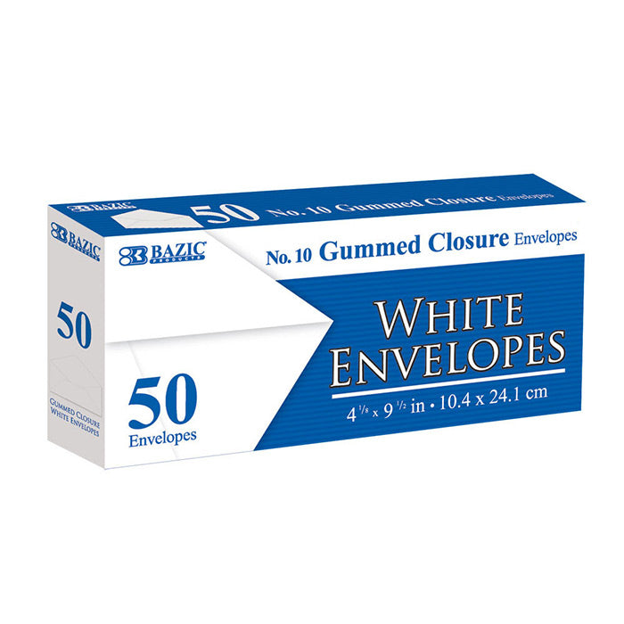 bazic #10 white envelopes - - bulk -- 24 per case