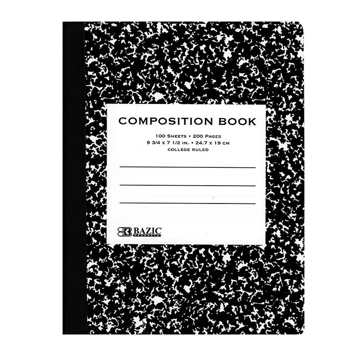 bazic c/r 100 ct. black marble composition books -- 48 per case