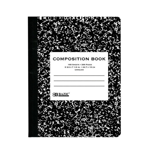 premium black marble composition books - unruled - 100 ct - 48 pack -- 48 per case