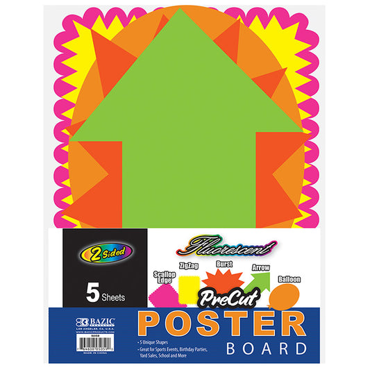 fluorescent pre-cut poster board shapes - bulk - 48/pack -- 48 per case