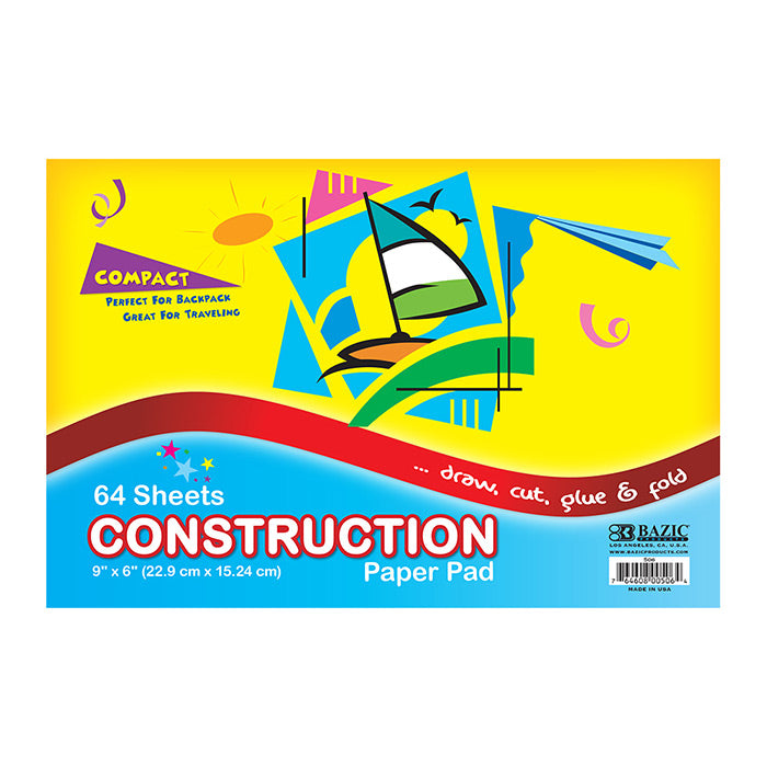 mini construction paper pad - 64ct 6 inx9 in -- 48 per case