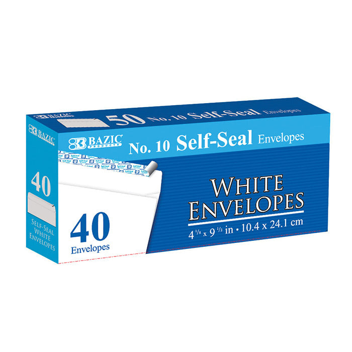 bazic #10 white self-seal envelopes  -- 24 per case