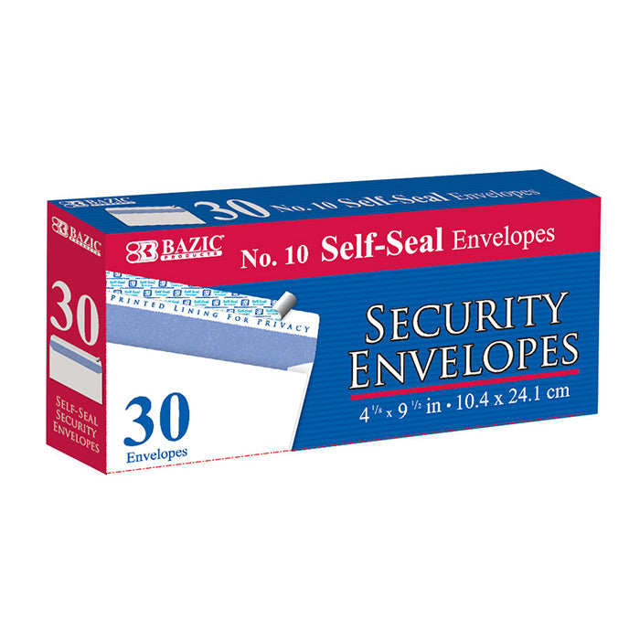 bazic #10 self-seal security envelopes - -  -- 24 per case