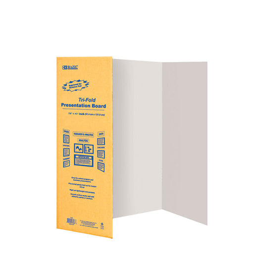 bazic tri-fold corrugated presentation board - 28 in x 40 in - white -- 30 per case