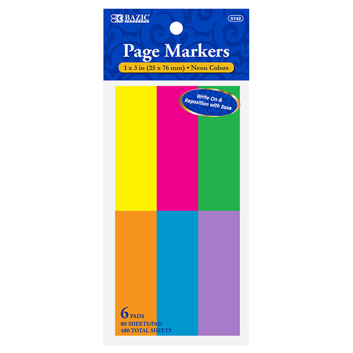 neon page markers - 80ct - 6/pack -  -- 24 per box