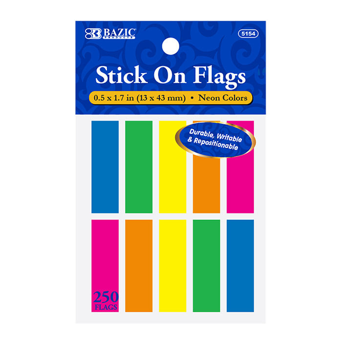 bulk neon color coding flags 0.5x1.7 - 288 pack -- 24 per box