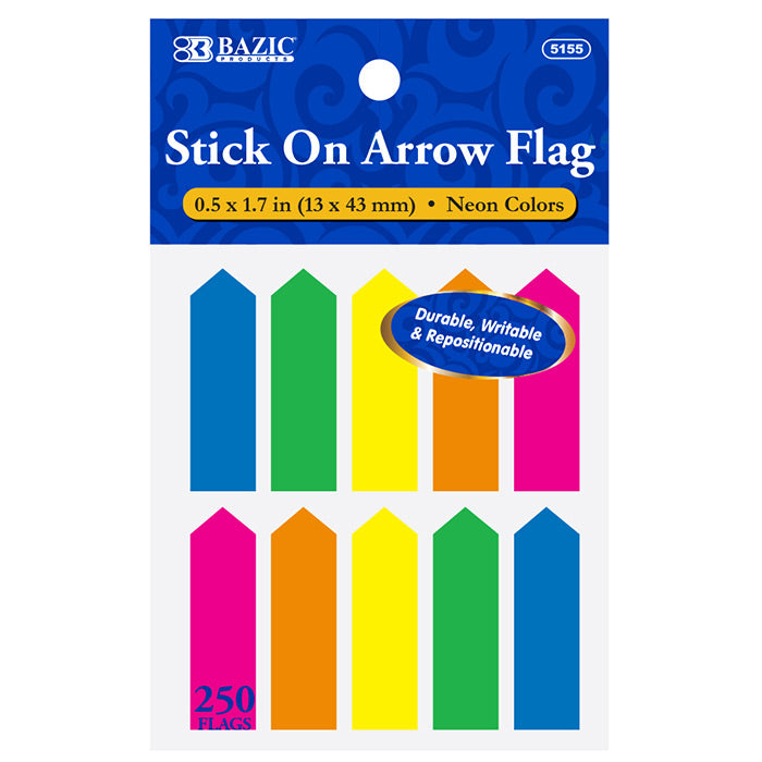 neon arrow flags - 25ct 0.5x1.7in  -- 24 per box