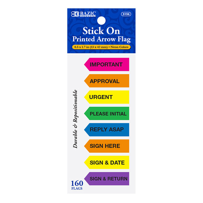 20 ct. 0.5 inch x 1.7 inch printed arrow flags 8 pack -- 24 per box