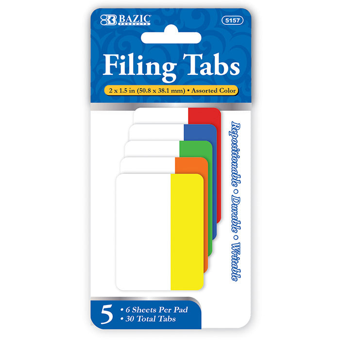 bazic filing tabs - 2 in x 1.5 in - aa pack -- 24 per box