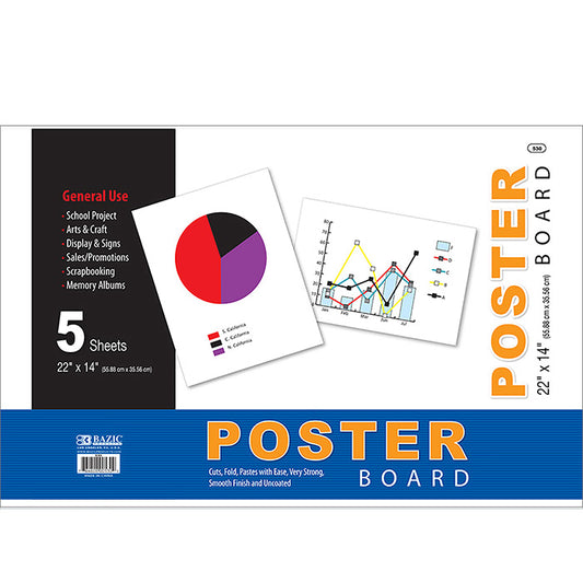 white poster board 22x14 - - bulk -- 48 per case