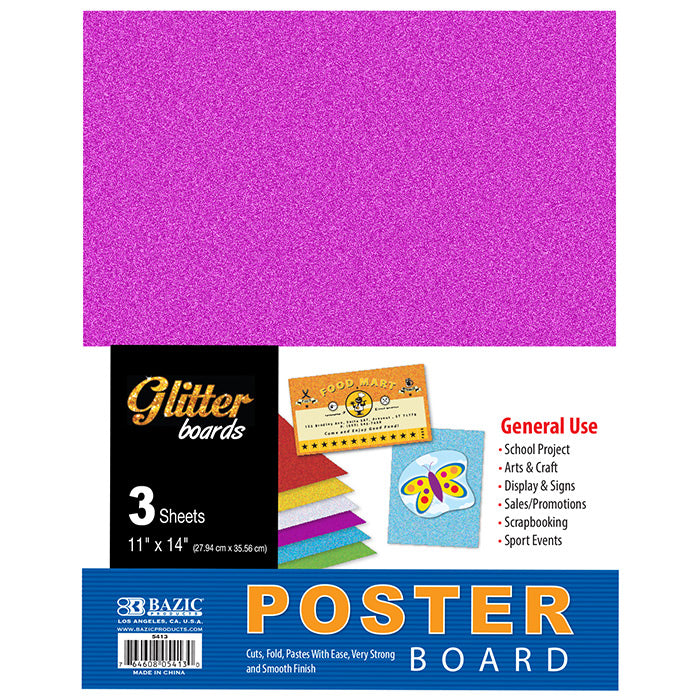 bazic glitter poster board 11 x 14 - 3 packs -- 48 per case