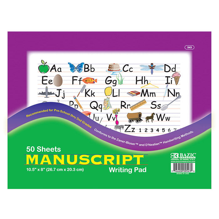 manuscript writing pad - 50ct 10.5x8 -- 48 per case