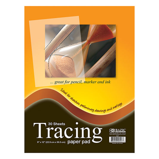 tracing paper pad 9 in x 12 in - 30 count -- 48 per case