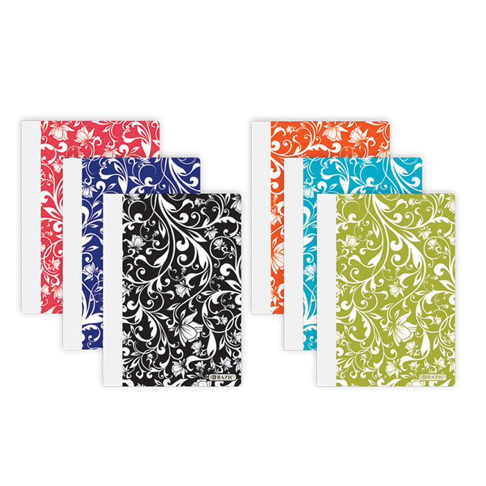 personal composition books - 5x7 - floral poly cover -- 48 per case