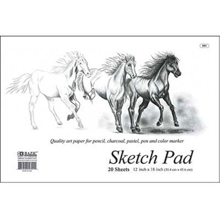 bazic 18x12 sketch pads - 20 sheets - bulk -- 48 per case