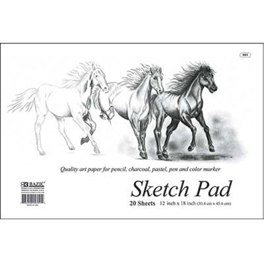 bazic 18x12 sketch pads - 20 sheets - bulk -- 48 per case