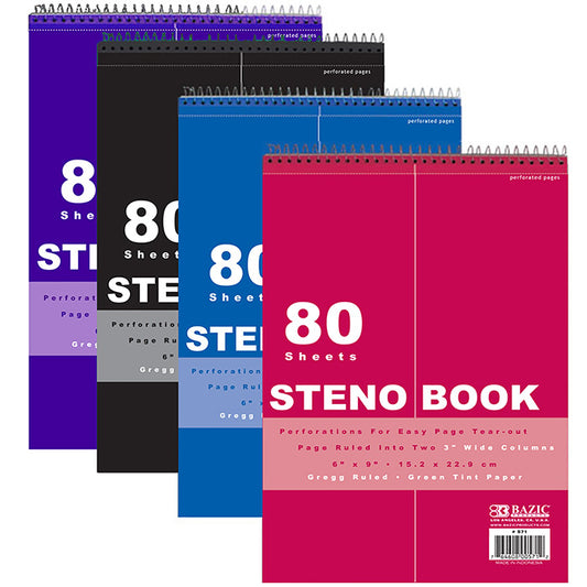 bazic 6 in x 9 in gregg ruled steno books - green tint -- 48 per case