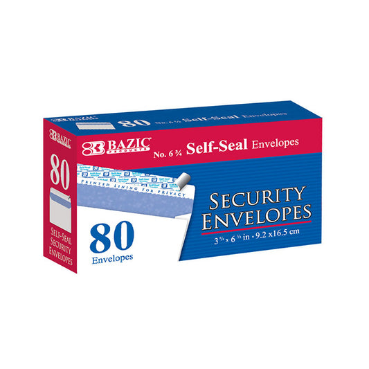 bazic #6 3/4 self-seal security envelopes  -- 24 per case