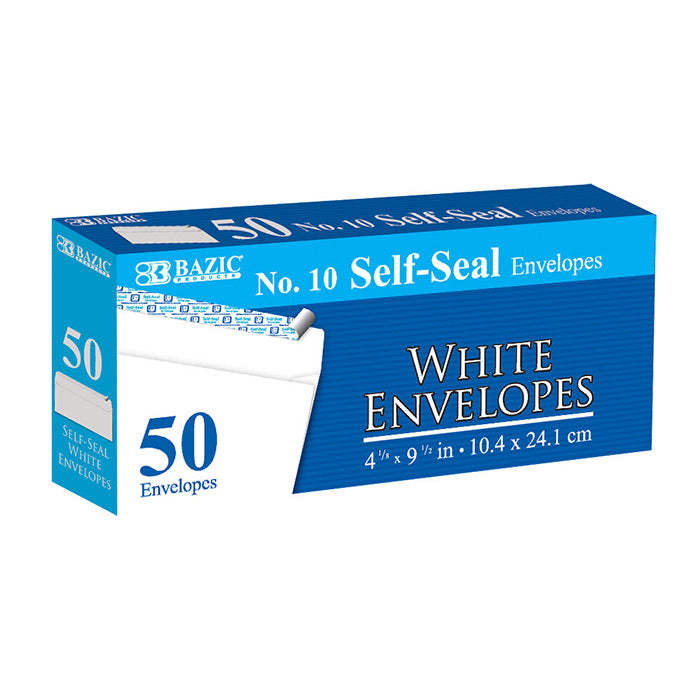 bazic #10 self-seal white envelopes  -- 24 per case