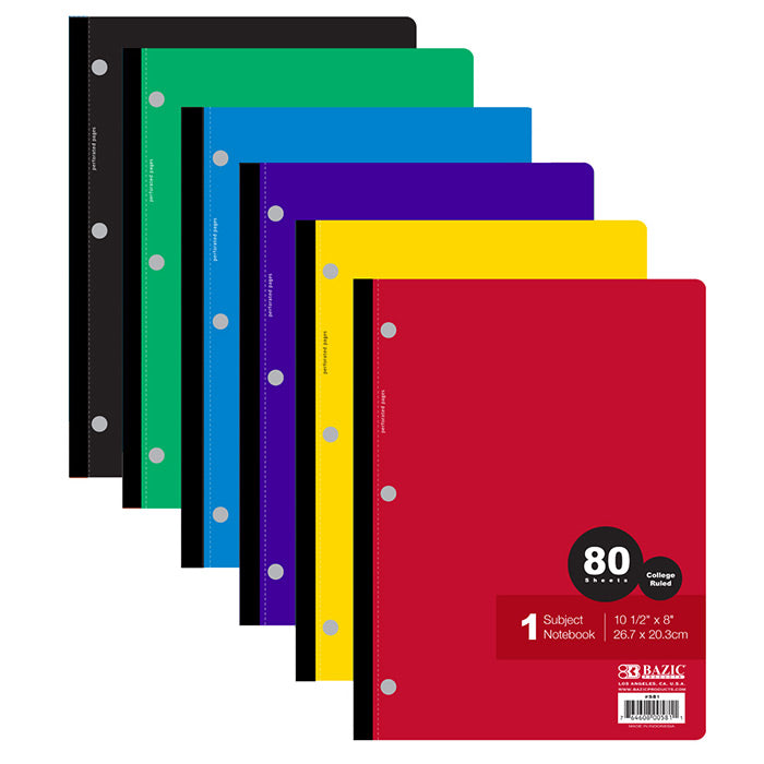 bazic 80 count 1-subject wireless notebook -- 24 per case