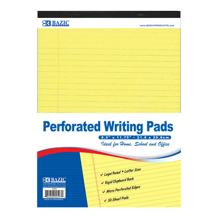 bazic canary writing pads - 8.5 inx11.75 in - 50 sheets -- 48 per case