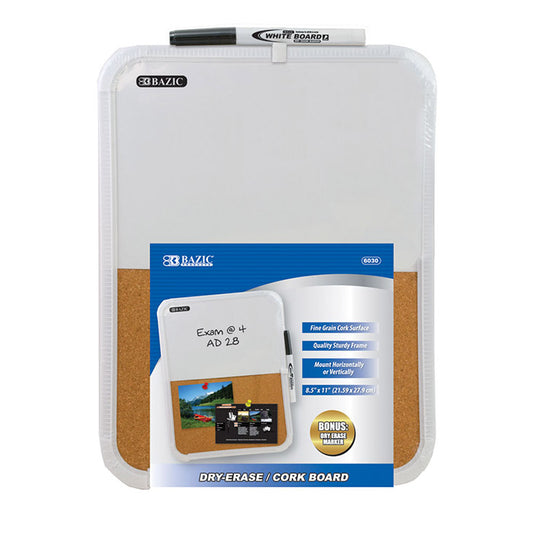 bazic 8.5x11 dry erase/cork combo board with marker -- 12 per case