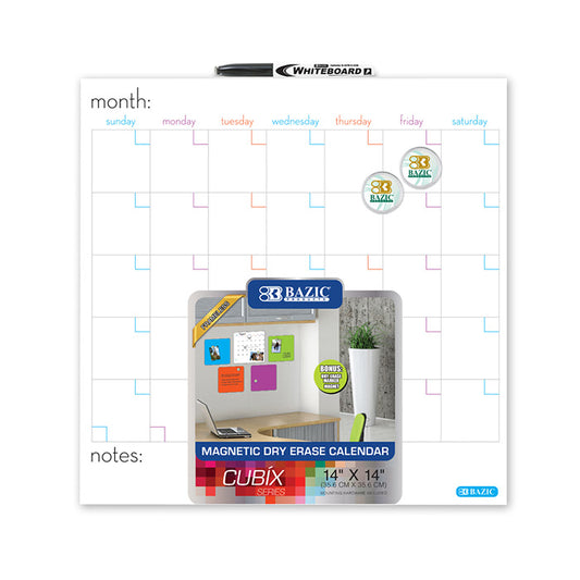 bazic 14 in x 14 in magnetic dry erase calendar tile -- 12 per case