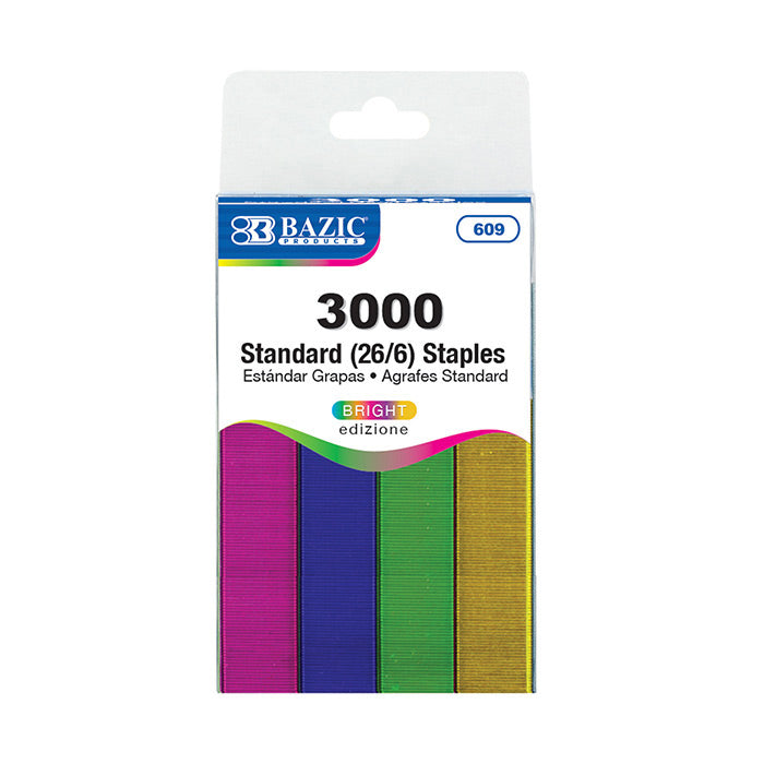 bazic metallic color staples - 3000 count -- 24 per box