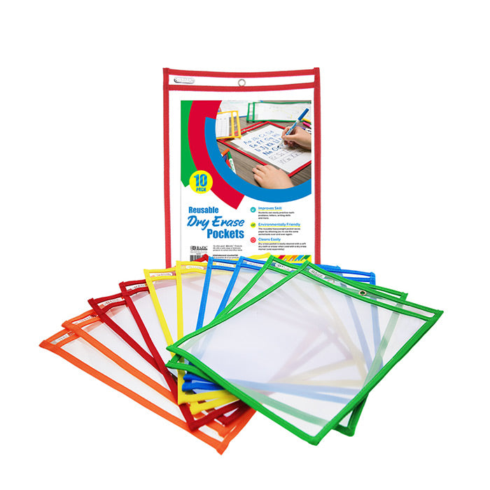 bazic reusable dry erase pockets  -- 6 per case