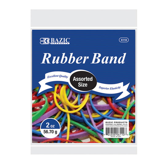 bazic rubber bands - assorted sizes and colors - 36/case -- 36 per case