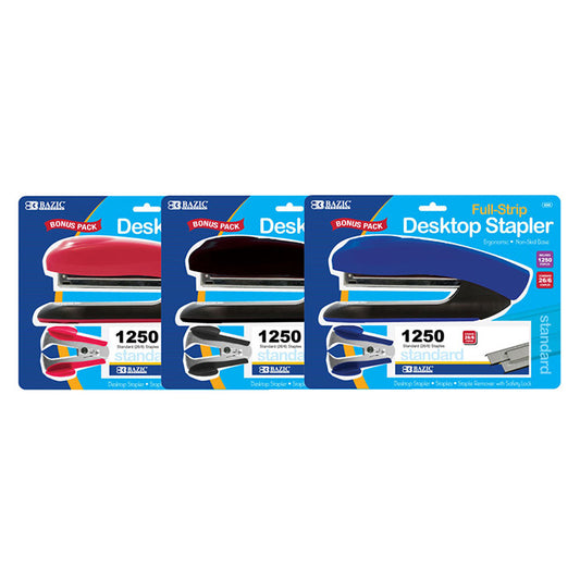 bazic desktop full strip stapler set -- 12 per case