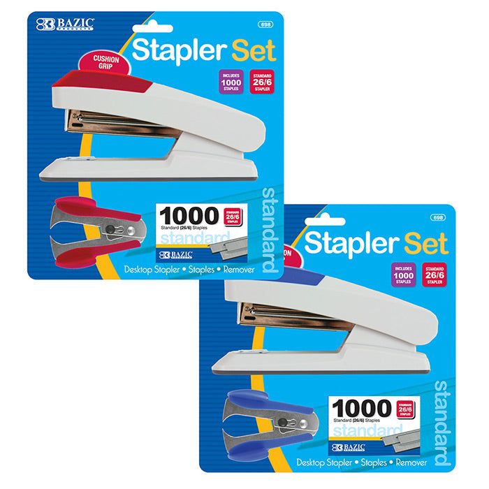 bazic comfort grip desktop stapler set -- 12 per case