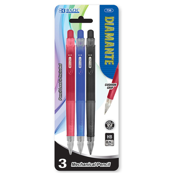 diamante 0.5 mm mechanical pencils with grip - bulk pack of 144 -- 24 per box