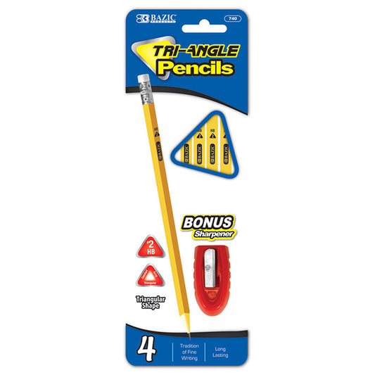 bazic 4 #2 triangle yellow pencils  -  -- 24 per box