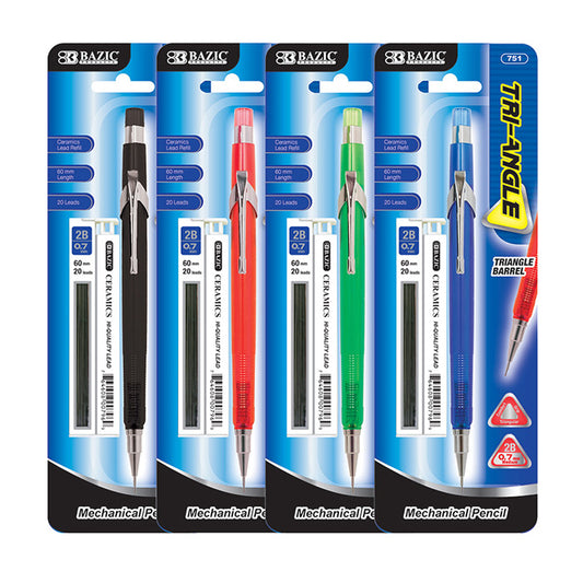 tri- angle 0.7 mm mechanical pencil w ceramics high- quality lead -- 24 per box